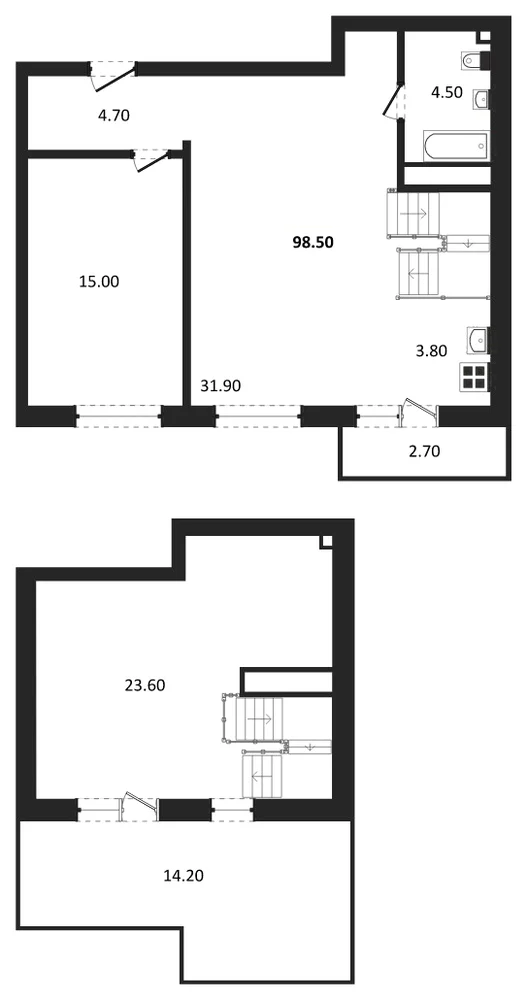 Планировка: 2-комн., 97,4 м²