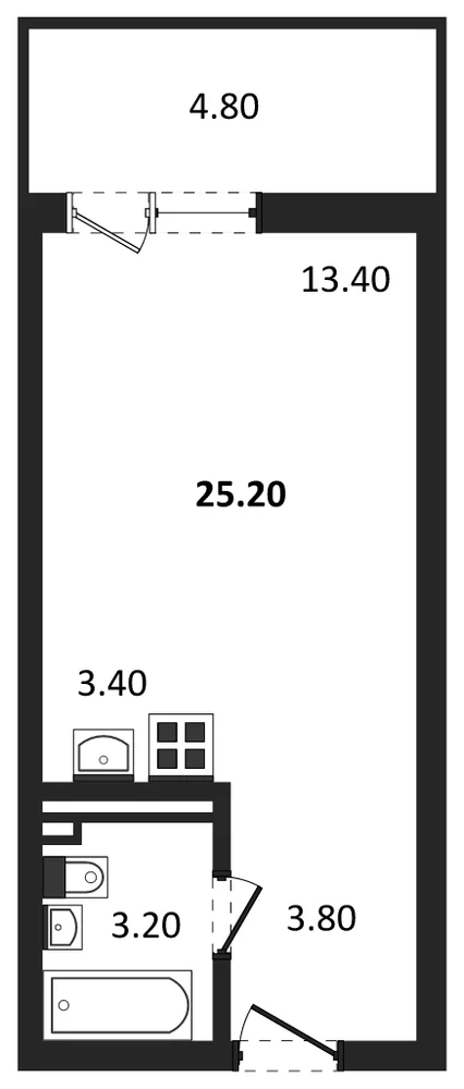 Планировка: Студия, 25,2 м²