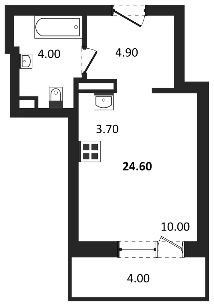 Планировка: Студия, 22,1 м²