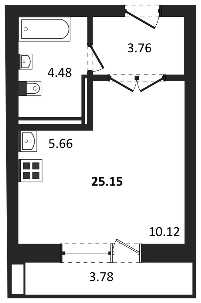 Планировка: Студия, 25,2 м²