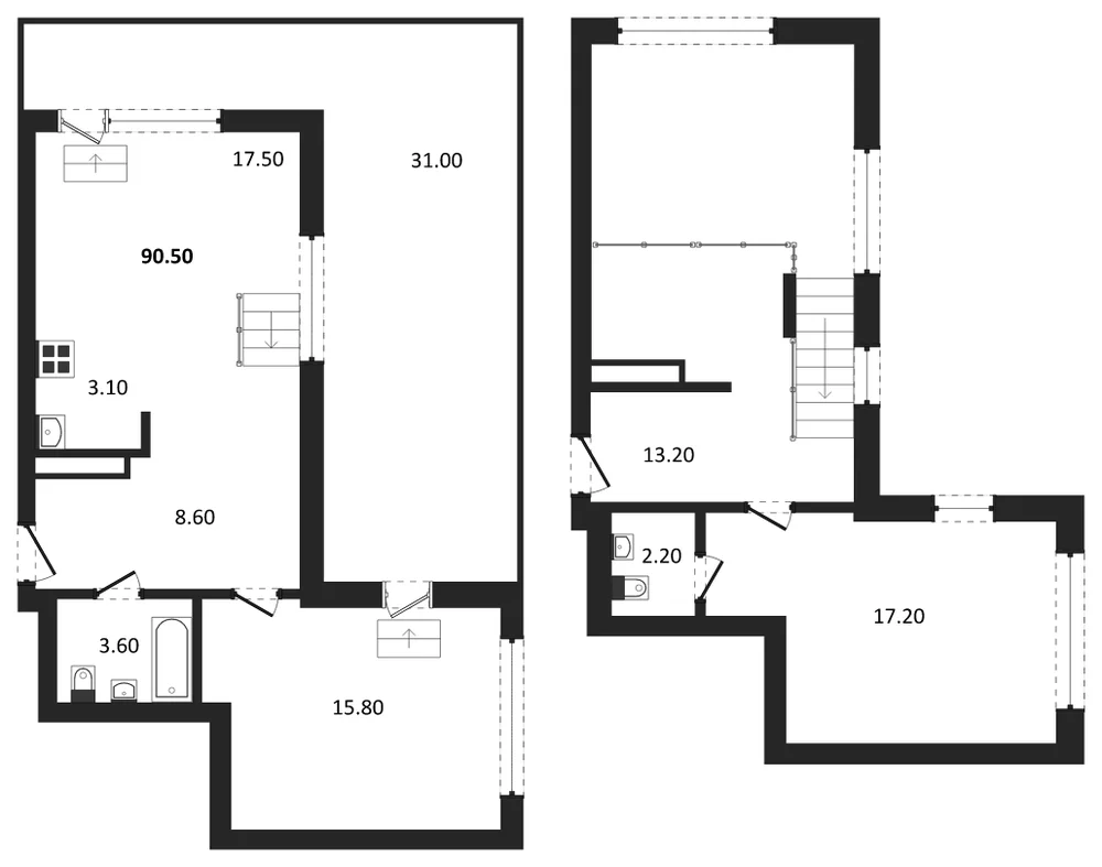 Планировка: 3-комн., 90,5 м²
