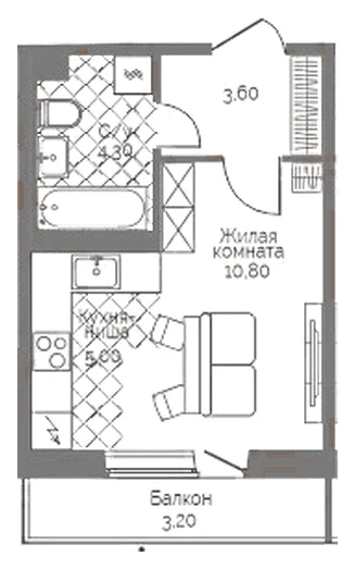 Планировка: Студия, 24,7 м²