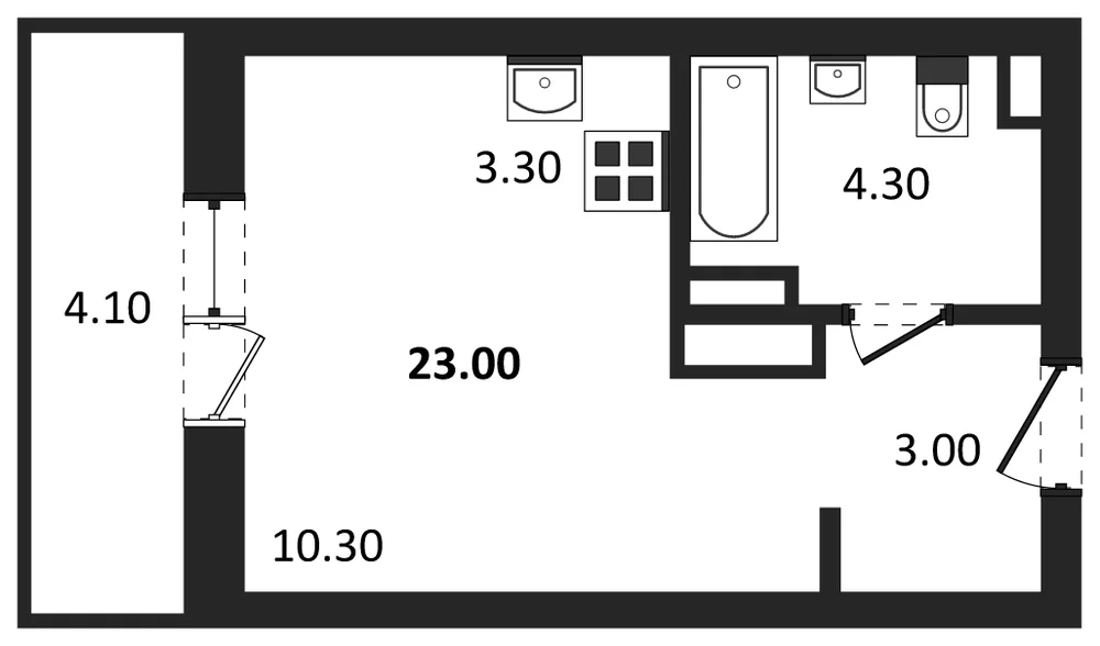 Планировка: Студия, 20,5 м²