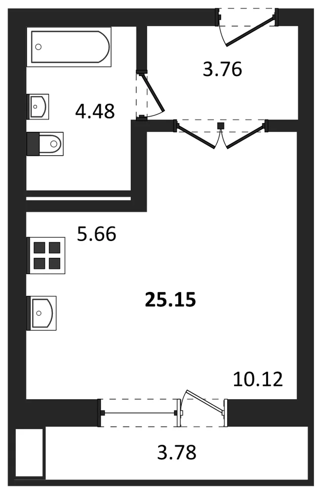 Планировка: Студия, 23,5 м²