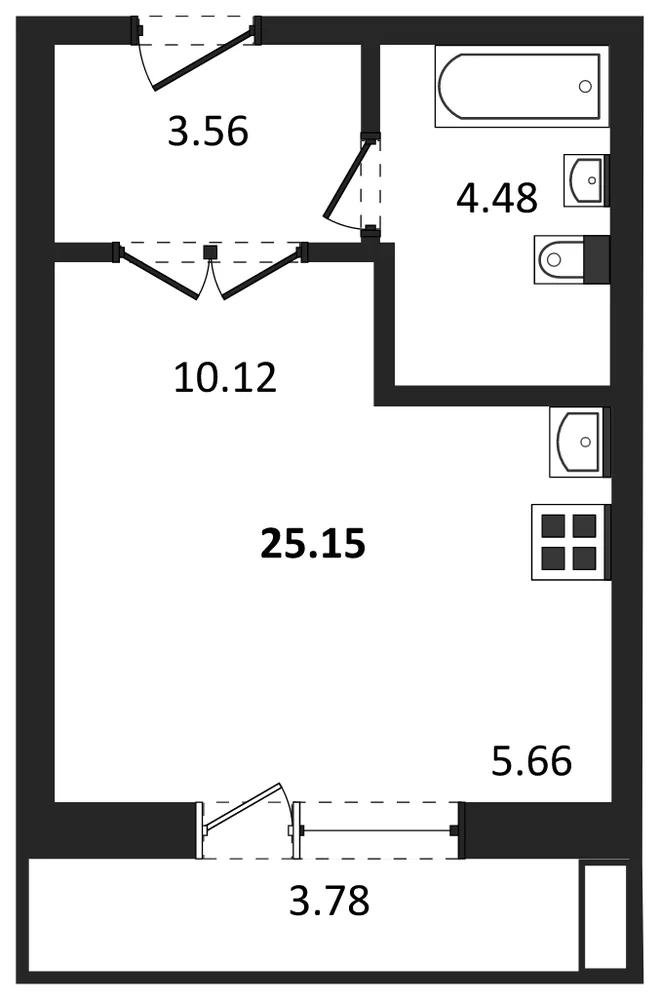 Планировка: Студия, 25,2 м²