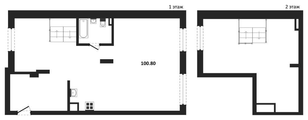 Планировка: 1-комн., 100,8 м²