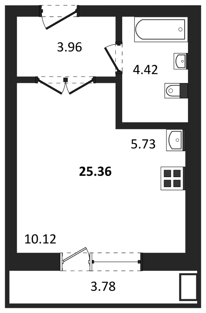 Планировка: Студия, 23,6 м²