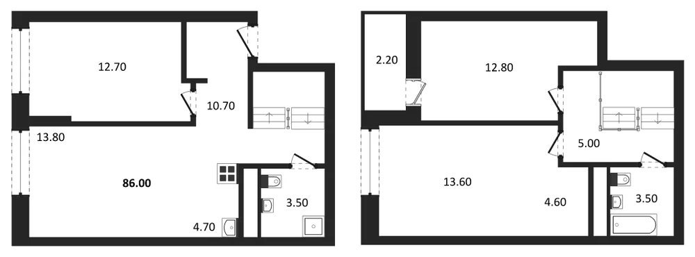 Планировка: 3-комн., 86 м²
